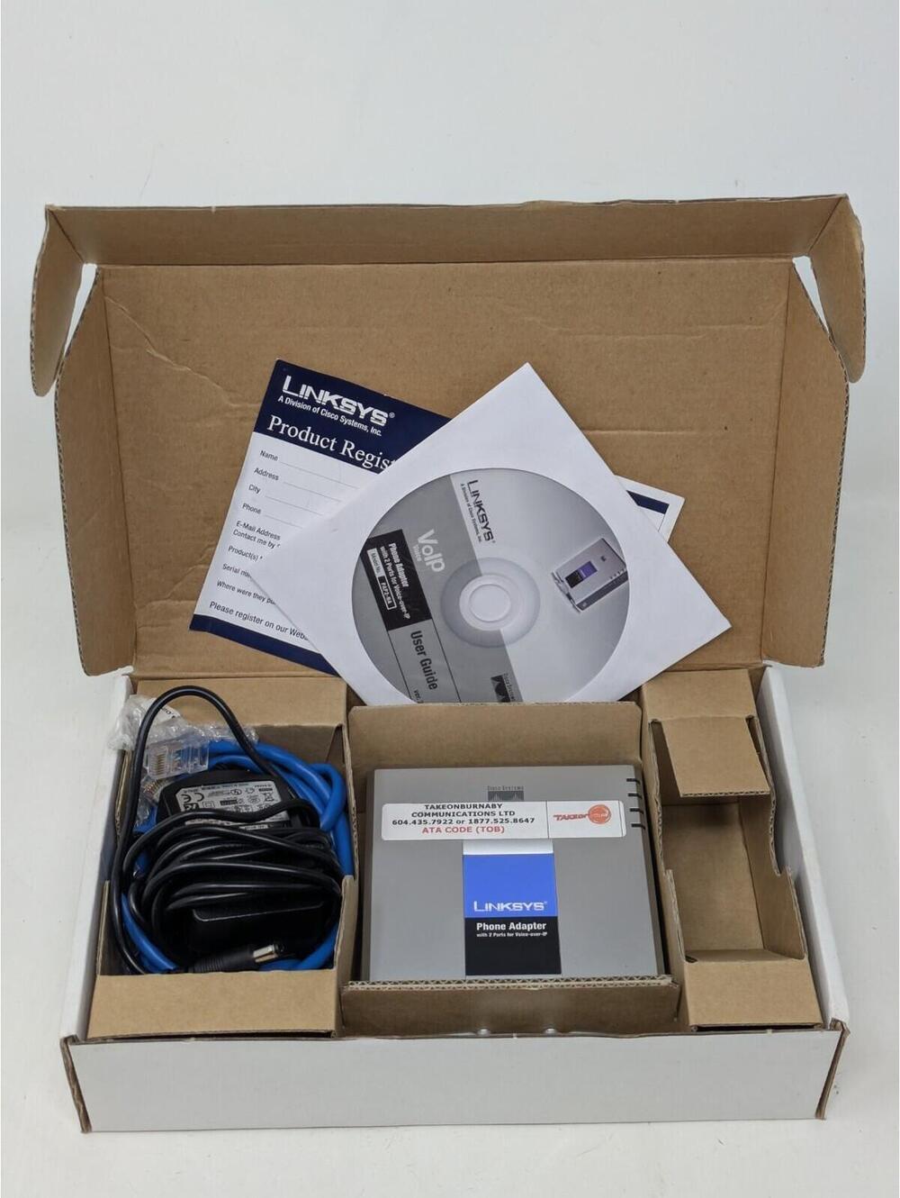 Linksys PAP2 Internet Phone Adapter With 2 Ports Voice-Over-IP-New Open Box